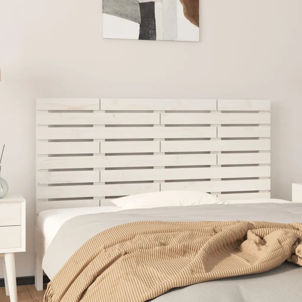 Testiera | Testata da Parete Bianca 126x3x63 cm in Legno Massello di Pino