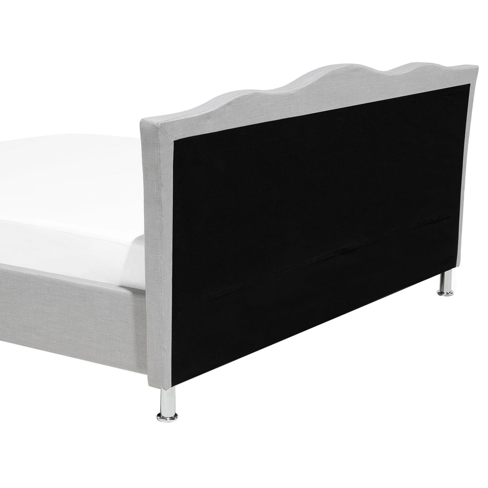 Letto 180 x 200 cm Tessuto grigio Cornice imbottita Bottoni in cristallo Poggiatesta con cornice imbottita