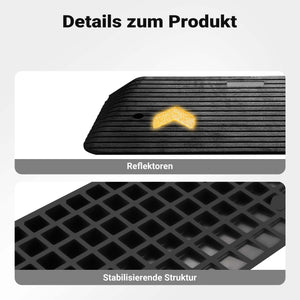 Rampa in gomma per marciapiede e soglia 901,7x457,2x76,2 mm max 50 t con elementi riflettenti