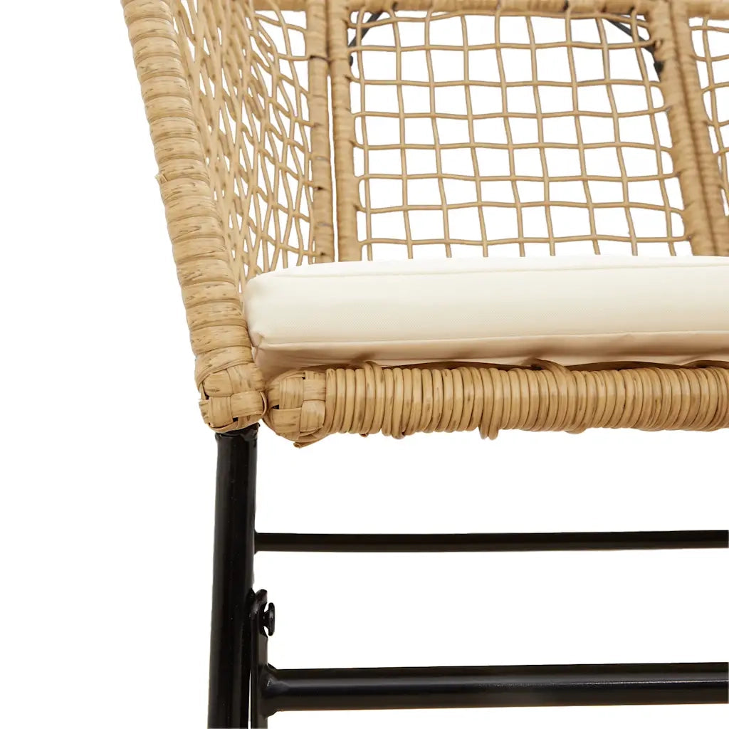 Set da Pranzo da Giardino 9 pz con Cuscini Polyrattan Vetro