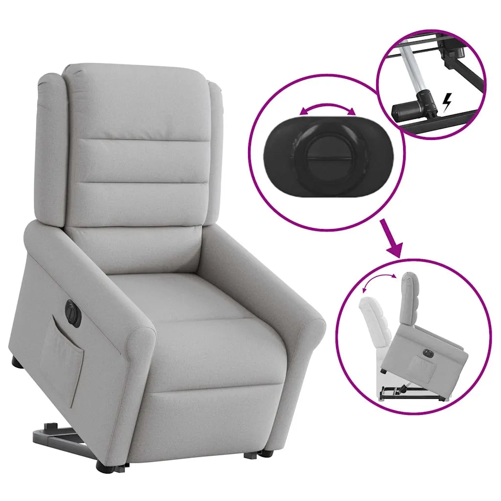 Poltrona Alzapersona Reclinabile Elettrica Grigi Nuvola Tessuto 3303343