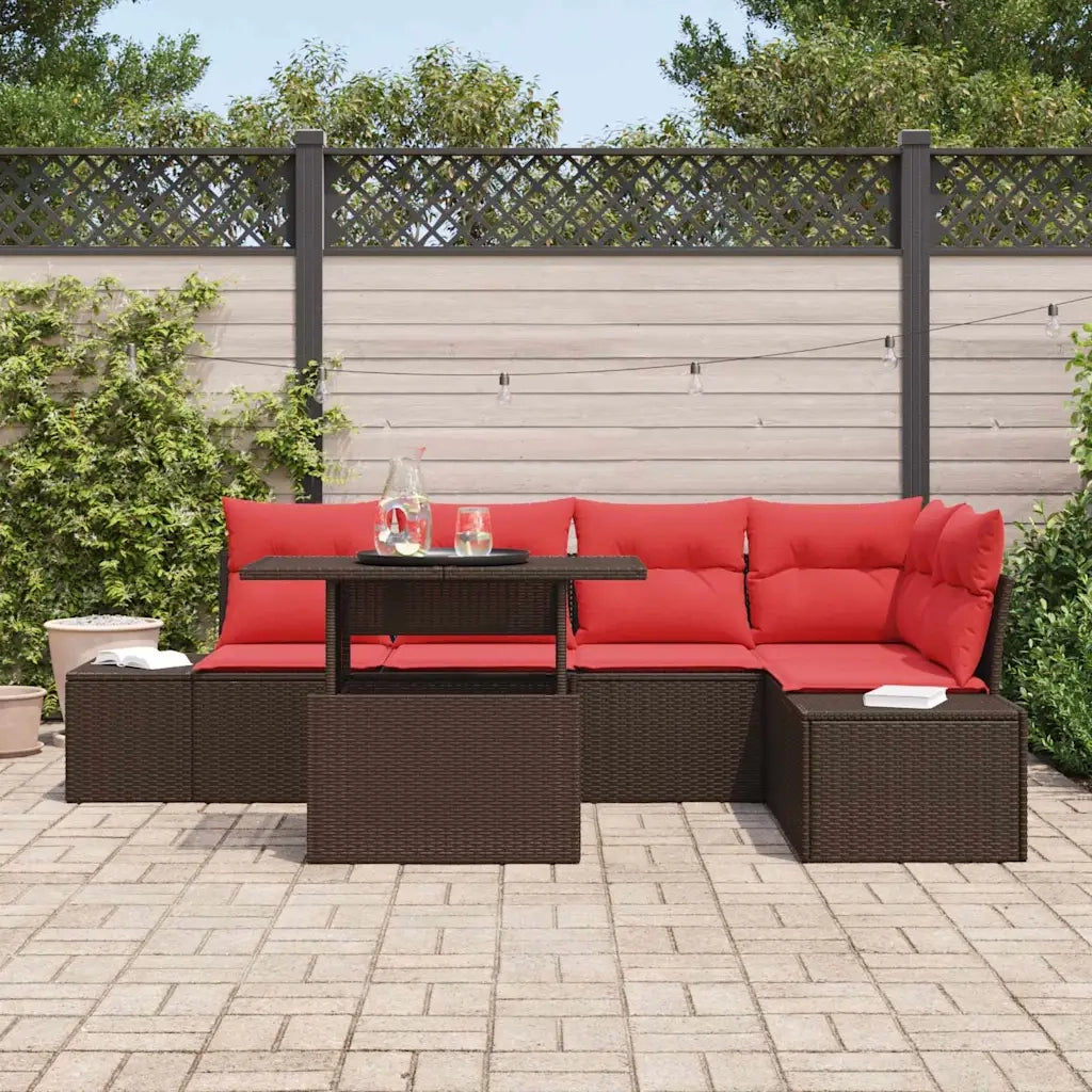 Set Divano da Giardino 6 pz Marrone polyrattan 3357927