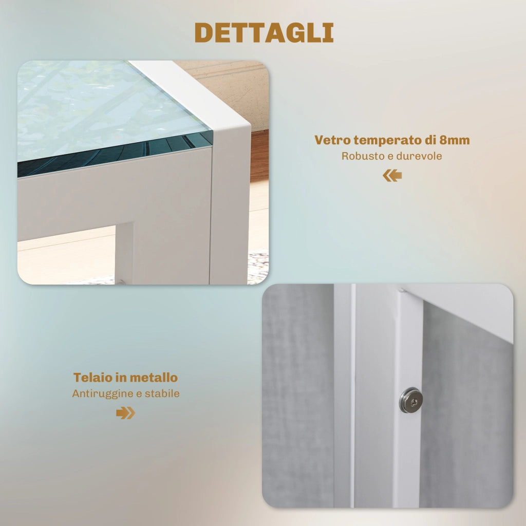 Set Tavolo da Pranzo Allungabile con 4 Sedie ¨C Xylo ¨C Vetro Temperato Bianco Metallo Finta Pelle