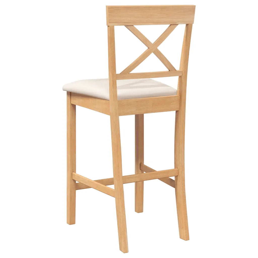 Sgabelli da Bar con Cuscini 2pz Naturale Legno Massello Hevea 4102549