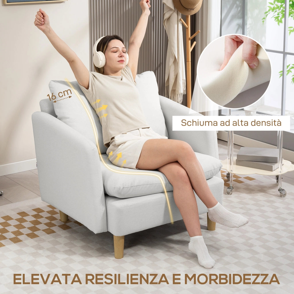 Poltrona Moderna Reclinabile in Tessuto Imbottita ¨C Zephmum ¨C Crema 90x86x91 cm