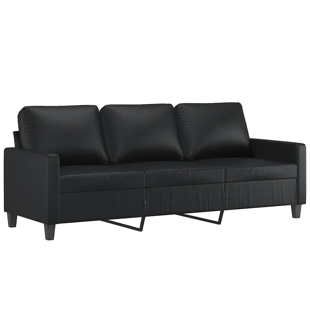 Divano a 3 Posti con Poggiapiedi-Sofa 3 Posti con Poggiapiedi Nero 180 cm in Similpelle 788875