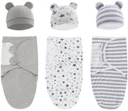 Set di coperte per neonati - Inclusa cuffia - Adatto per bambini da 0 a 1 anno - Set a 3 pezzi - Telo di cotone soffice e puro per fasce per neonati - Adatto sia per bambini che per bambine - Stile 1