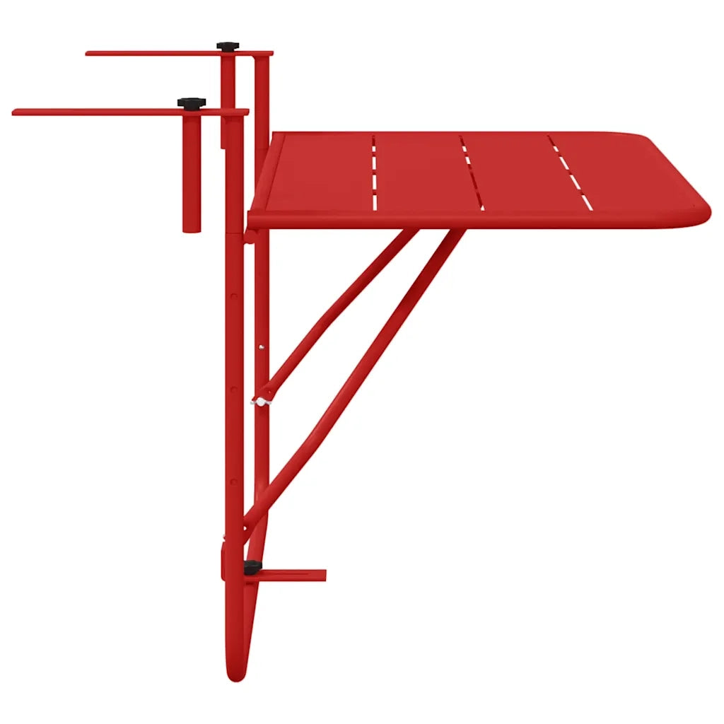 Tavolo Appeso da Balcone Rosso 60 x 39 x 65 cm Acciaio 42008078