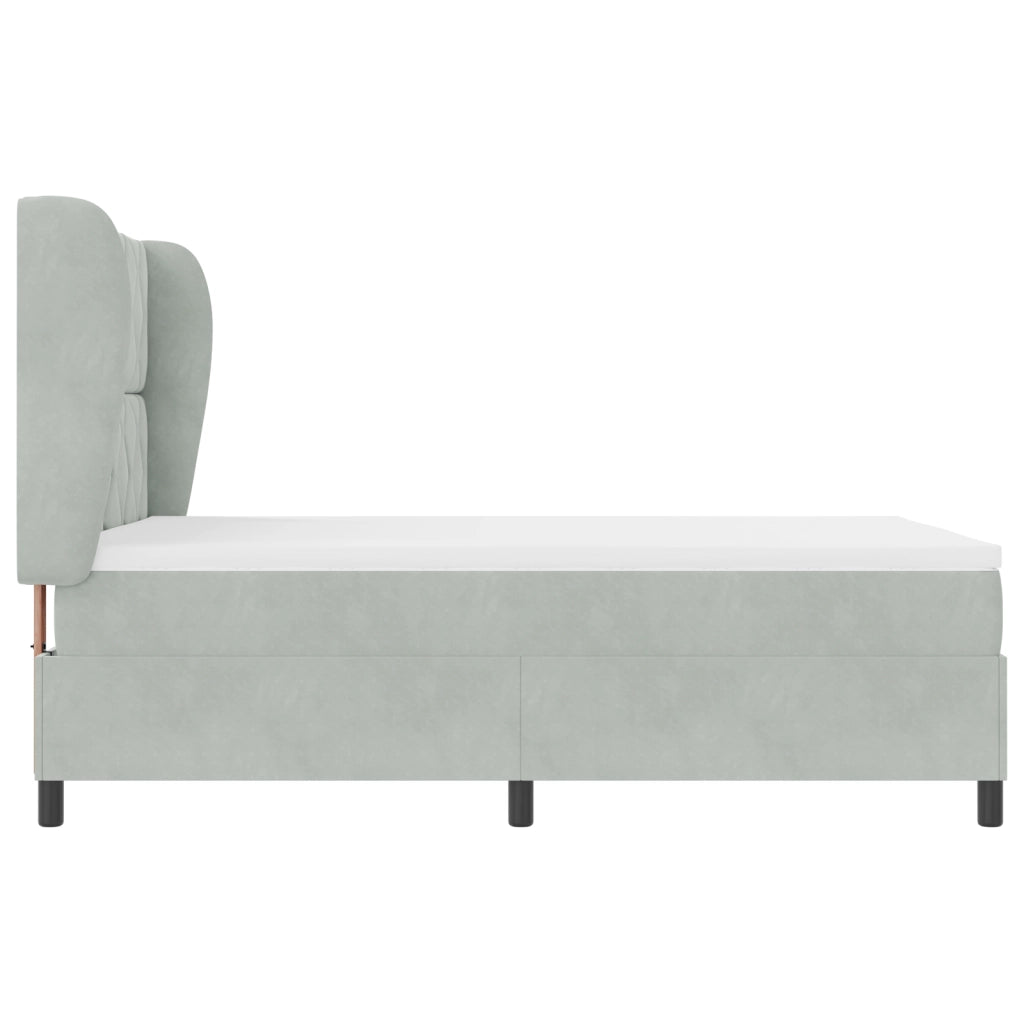 Letto a Molle con Materasso  Grigio Chiaro 140x200 cm Velluto