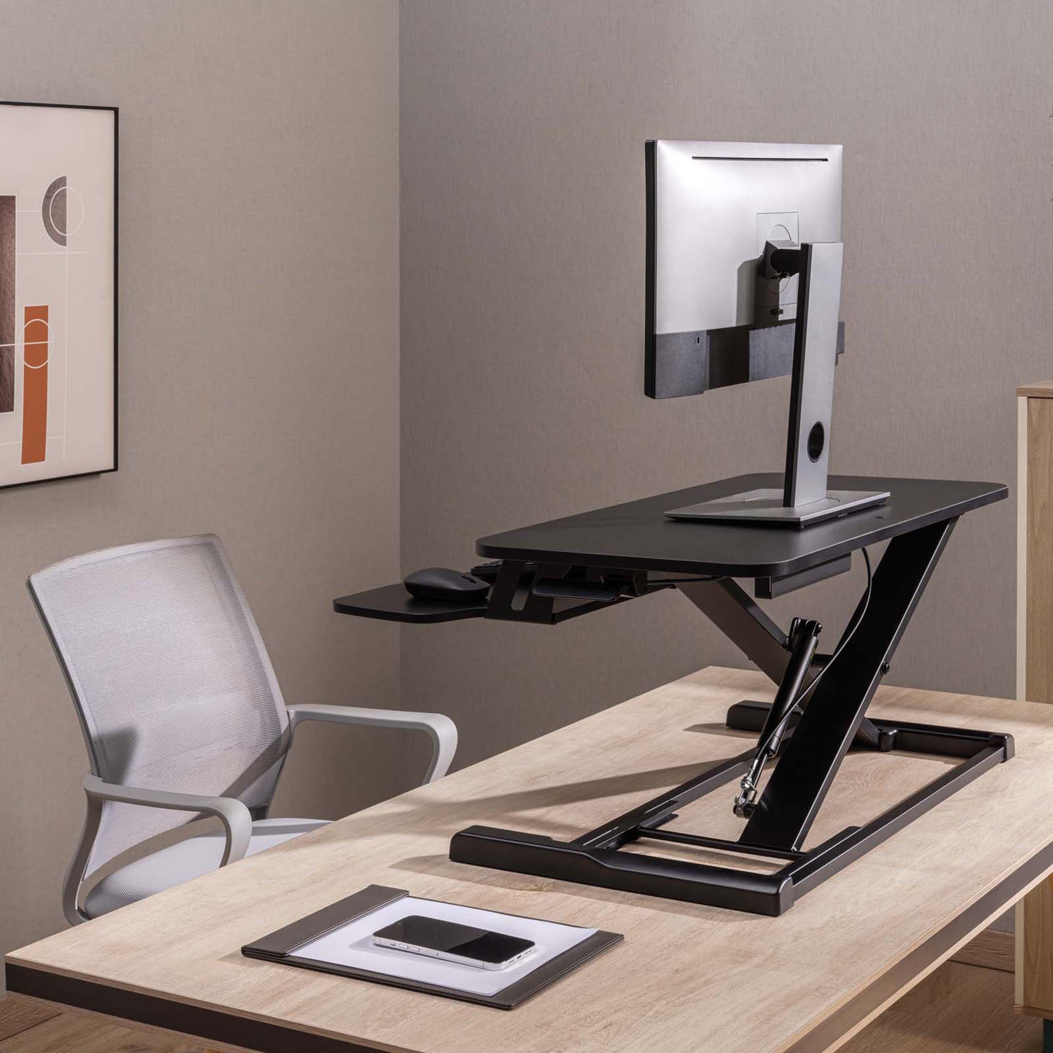 Alzata per monitor 80x40cm con porta tastiera, regolabile, Supporto di rialzo per computer