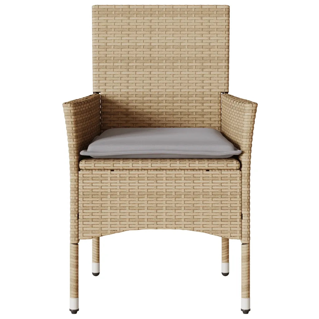 Sedie da Giardino con Cuscini 2 pz Beige in Polyrattan 368112