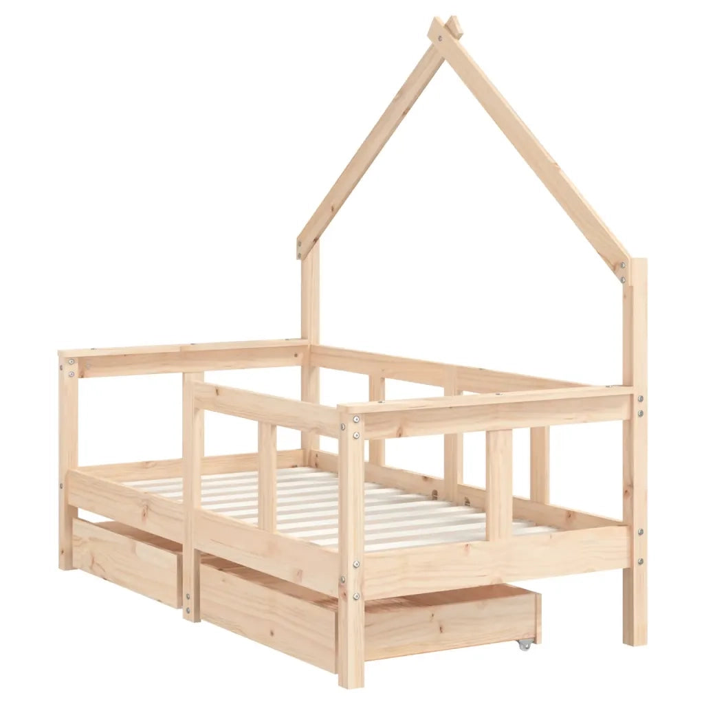 Giroletto Bambini | Letto Infantile | Lettino con Cassetti 70x140 cm Legno Massello di Pino