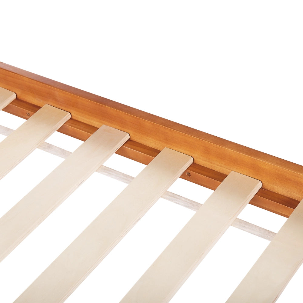Letto in legno di pino chiaro misura singola 90 x 200 con testiera a doghe in stile rustico minimalista