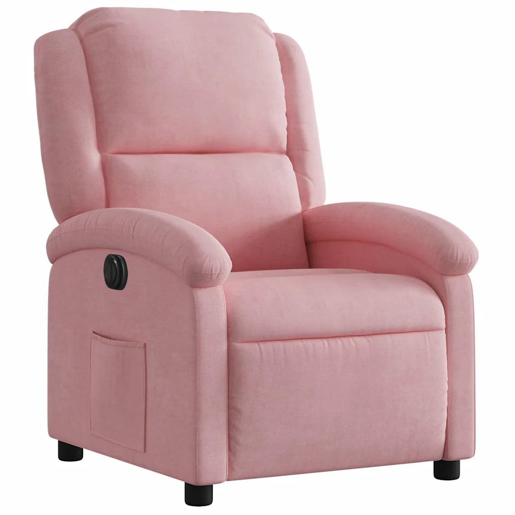 Poltrona Elettrica Reclinabile Massaggio in Velluto Rosa 3204282
