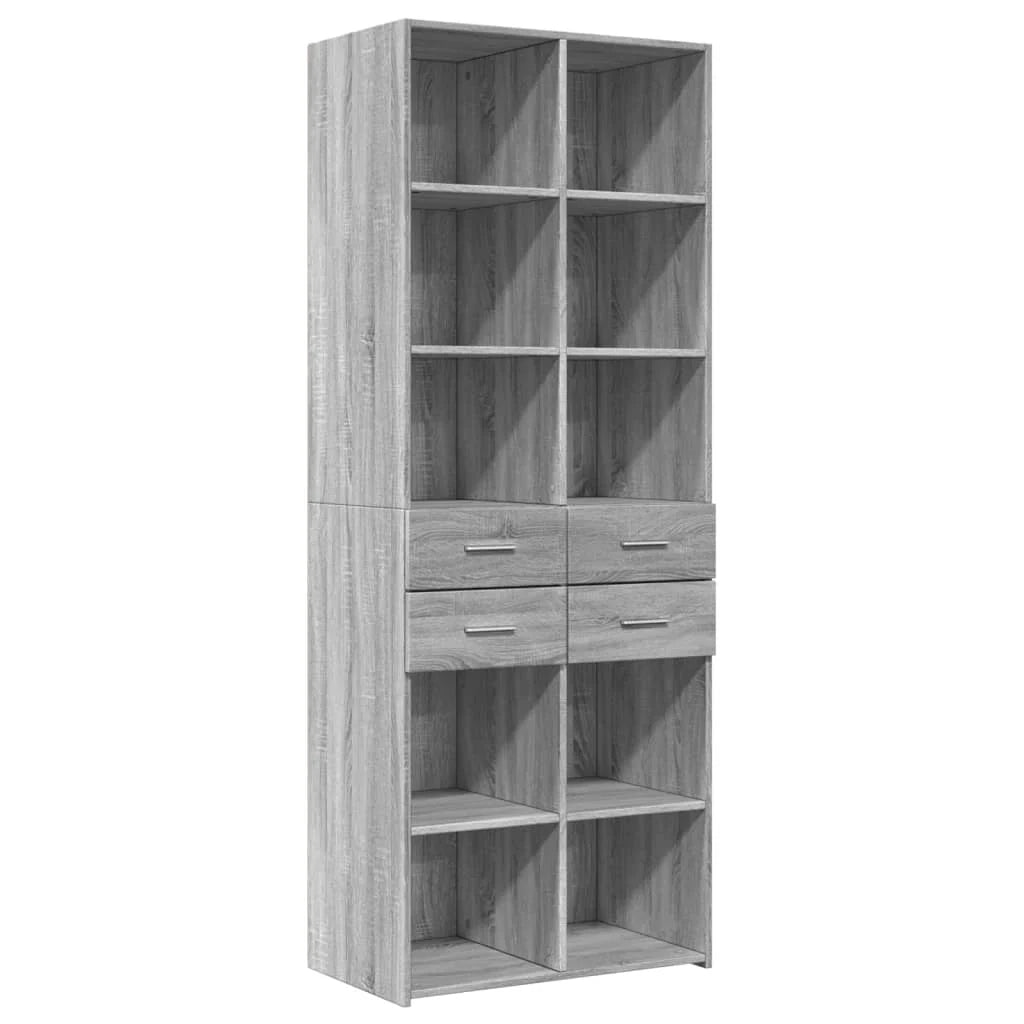 Buffet credenza cassettiera armadio mobile contenitore organizer cucina soggiorno salotto rovere Sonoma alto 70 x 42,5 x 185 cm legno ingegnerizzato grigio 02_0035631