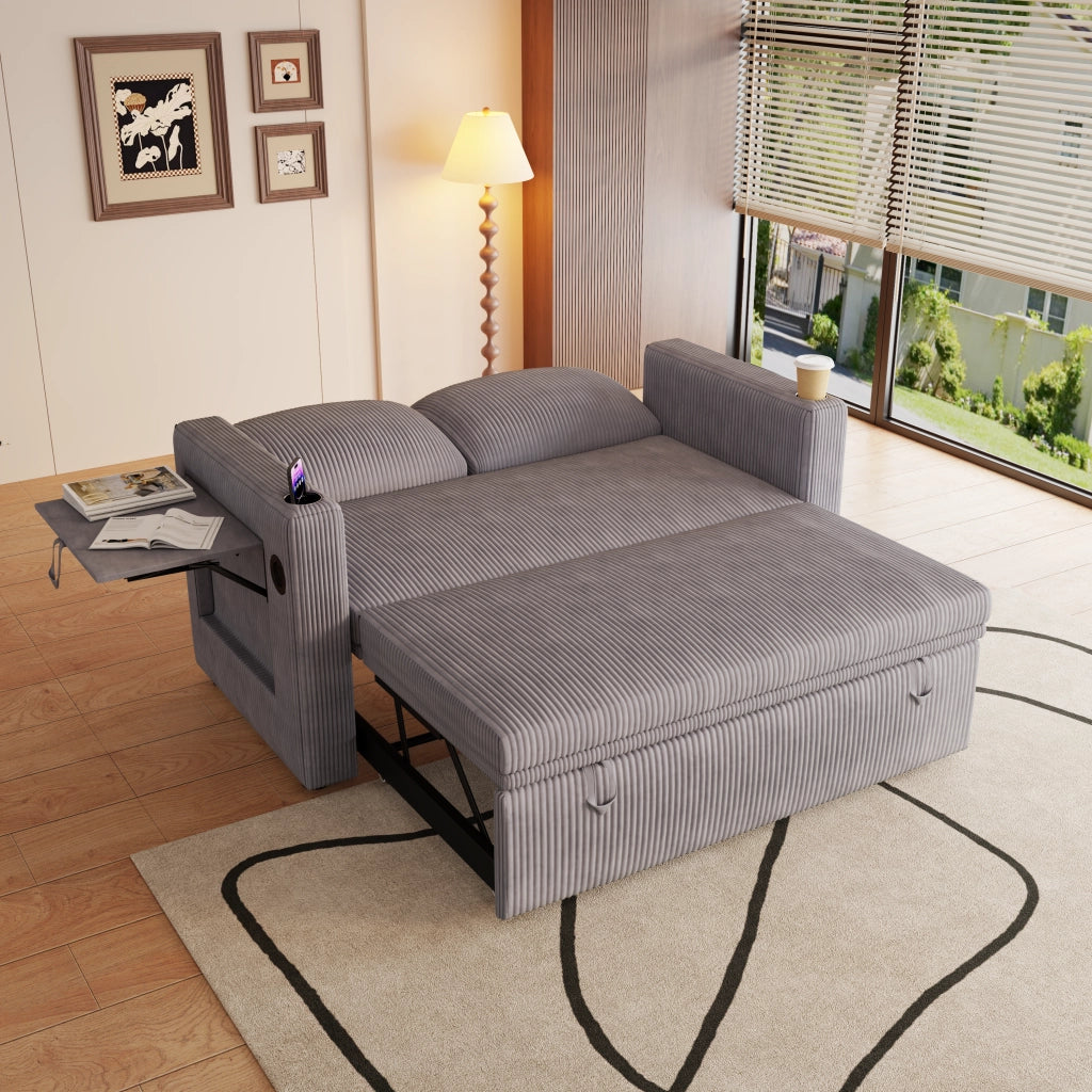 Divano Letto Multifunzione con Schienale Regolabile e Cuscini ¨C MINIMAL ¨C Grigio