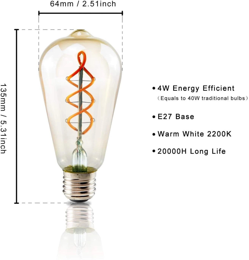 ZMH Lampadina LED 1 lampadina Edison E27 LED 4W ST64 2200K