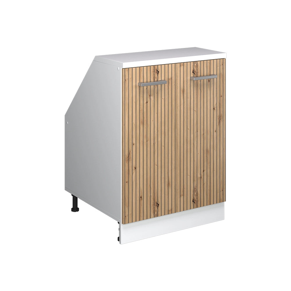 Mobile sottotetto Rion Rovere artigianale/Bianco 60 x 83.8 cm con 2 porte, carcassa 60 cm profondità Vicco