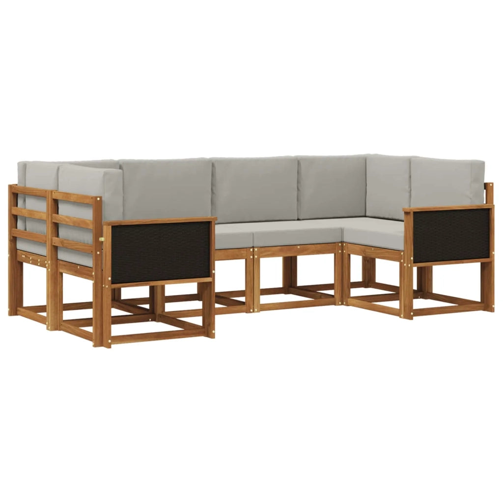 Set di divani da esterno 6 pz Naturale e Grigio Chiaro 3385482