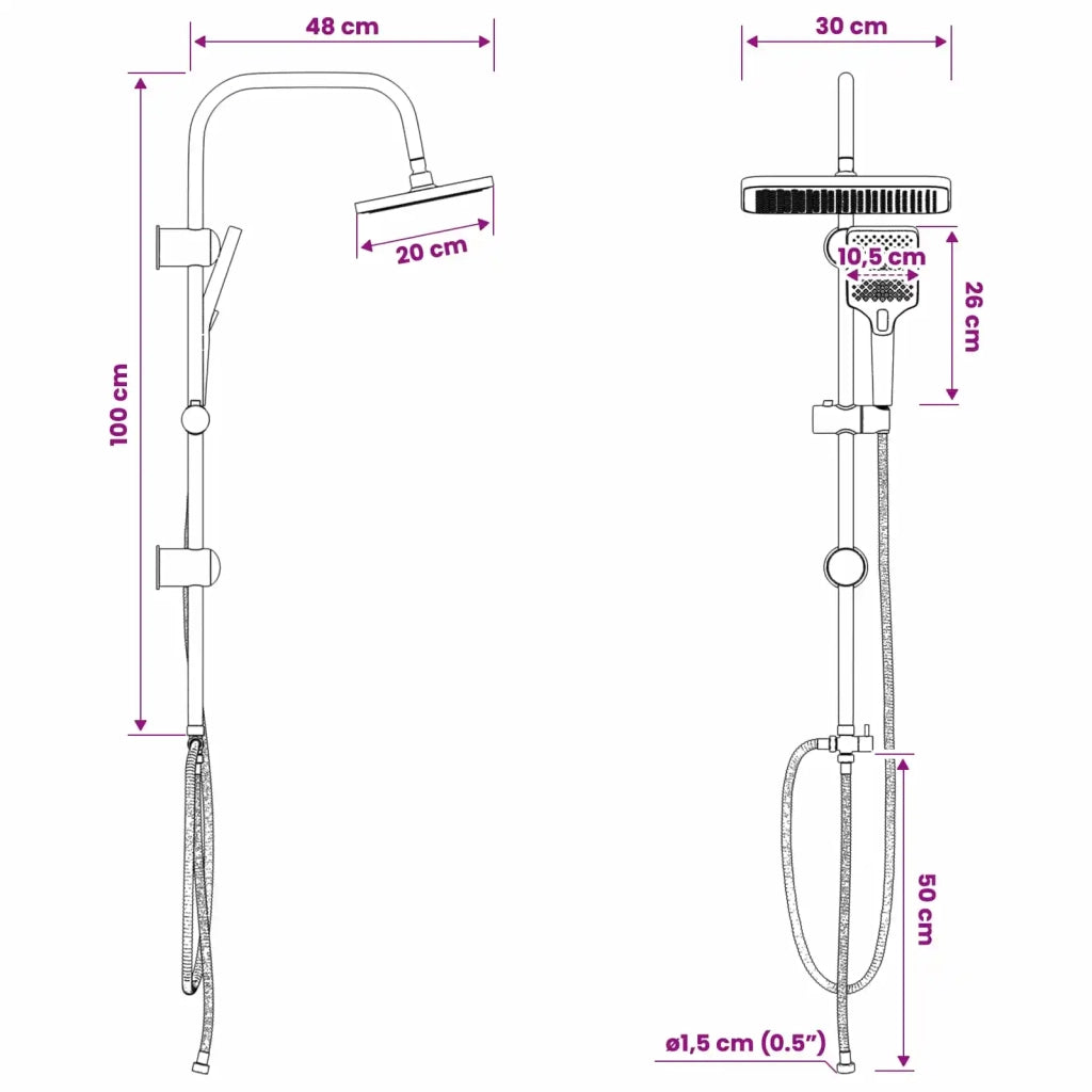 Sistema doccia con soffione Cromato Acciaio Inox 42053770
