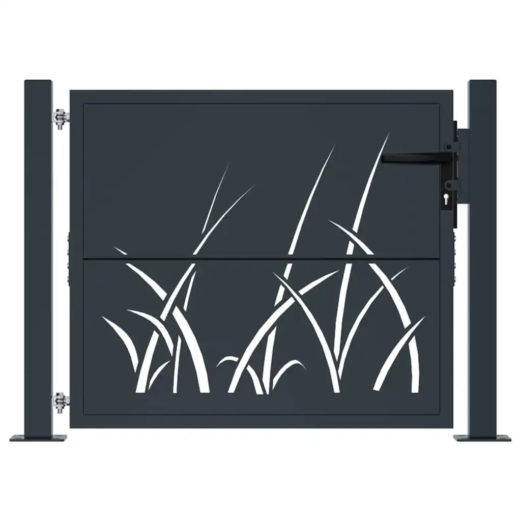 Cancello da giardino antracite 100x100 cm in acciaio design erba CFW2211140