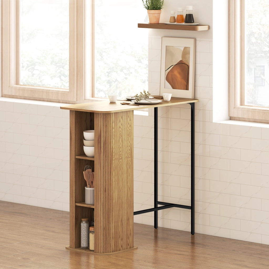 Tavolo da Bar con 3 Ripiani ¨C Minimal ¨C Legno Naturale 112x50x106cm