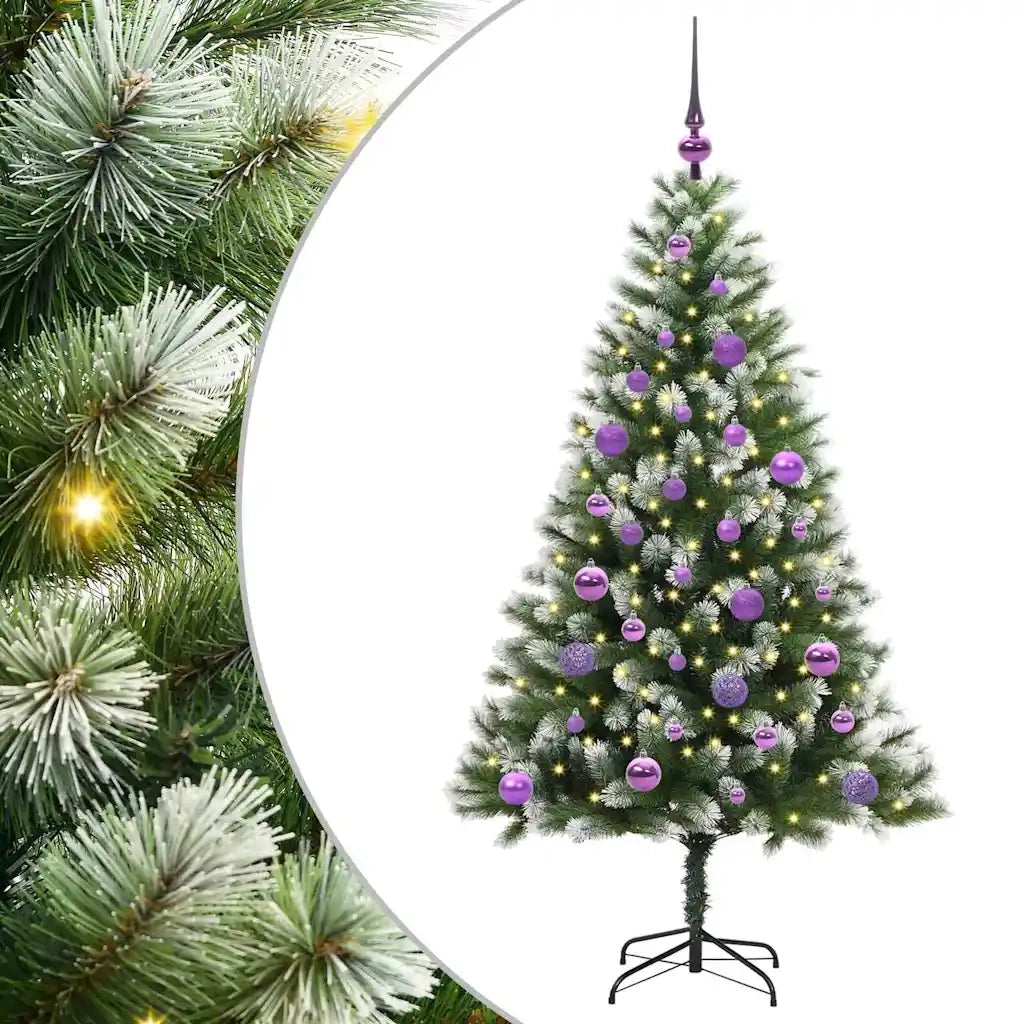 Albero di Natale Artificiale a Cerniera-Albero Natalizio con neve fioccata 364566