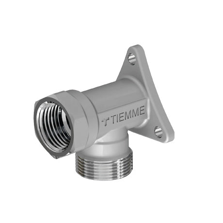 RACCORDO CURVO FEMMINA CROMATO CON FLANGIA- 1/2 - 24X19 fil (D.16)- TIEMM- pezzi 1