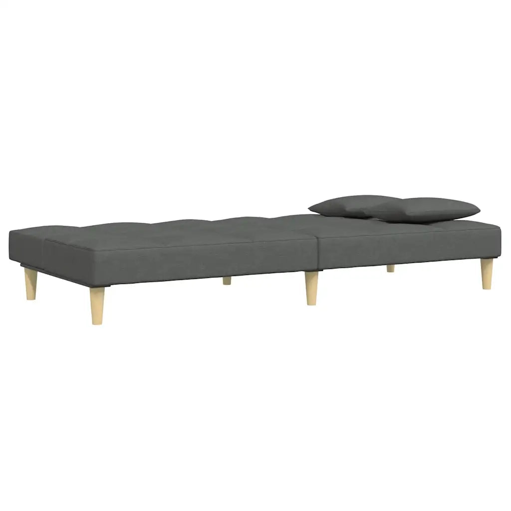 Divano Letto 2 Posti con Poggiapiedi Grigio Scuro in Tessuto 3258104