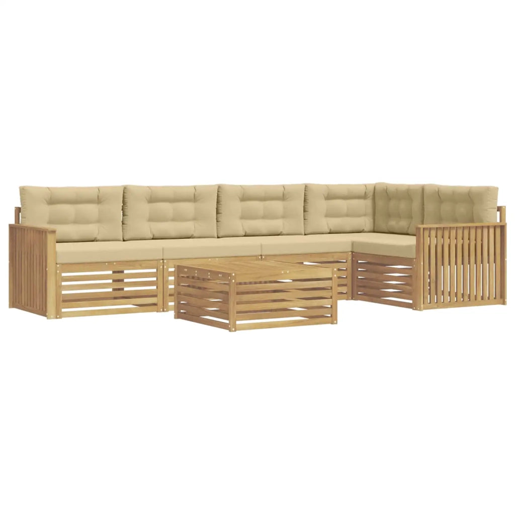 Set di divani da esterno 6 pcs Bianco e Beige 79 x 79 x 37 cm 3390523