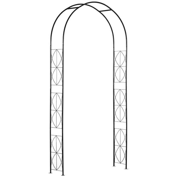 Arco per Rose e Supporto per Piante Rampicanti in Metallo 114x30x230cm Nero