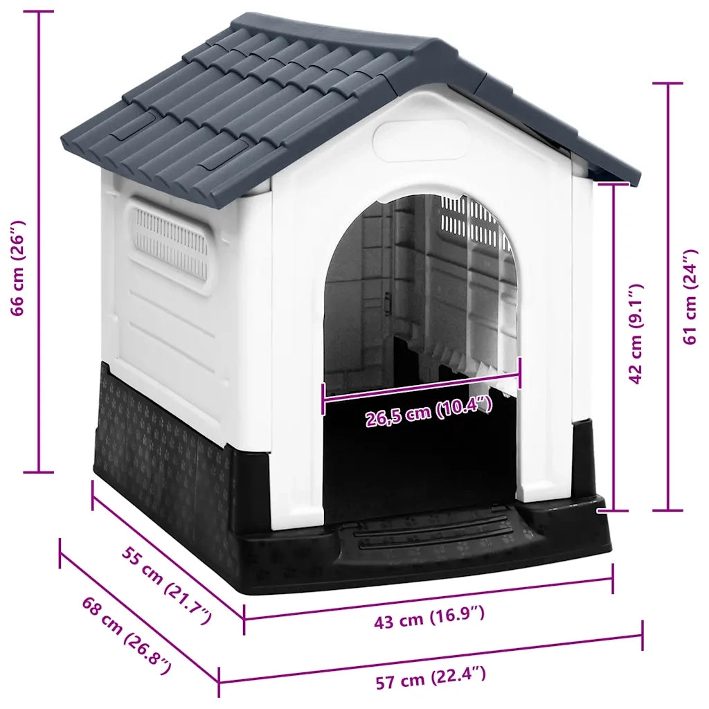 Casetta per Cani Grigia 57x68x66 cm in Polipropilene cod mxl 65722