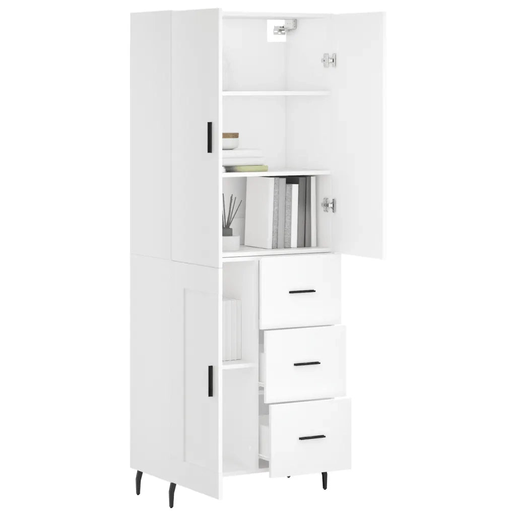 Credenza-Buffet-Armadio da cucina Bianca 69,5x34x180 cm in Legno Multistrato 221970