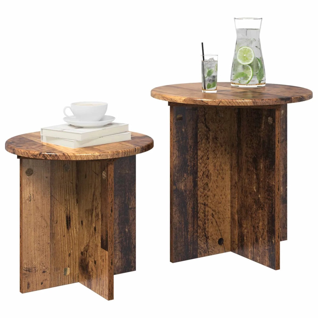 Set tavolini 2 pz Legno antico Ø 45 x 45 cm 8001017