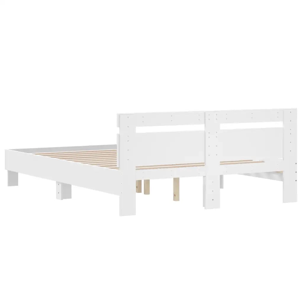 Giroletto con Testiera-Struttura Letto con testiera Bianco 150x200 cm in Legno Multistrato 819441