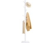 Capocassettiera a forma di albero in legno massello per ingresso e soggiorno - 180cm di altezza - 8 ganci - piastra antiscivolo - 3 posizioni di regolazione - bianco