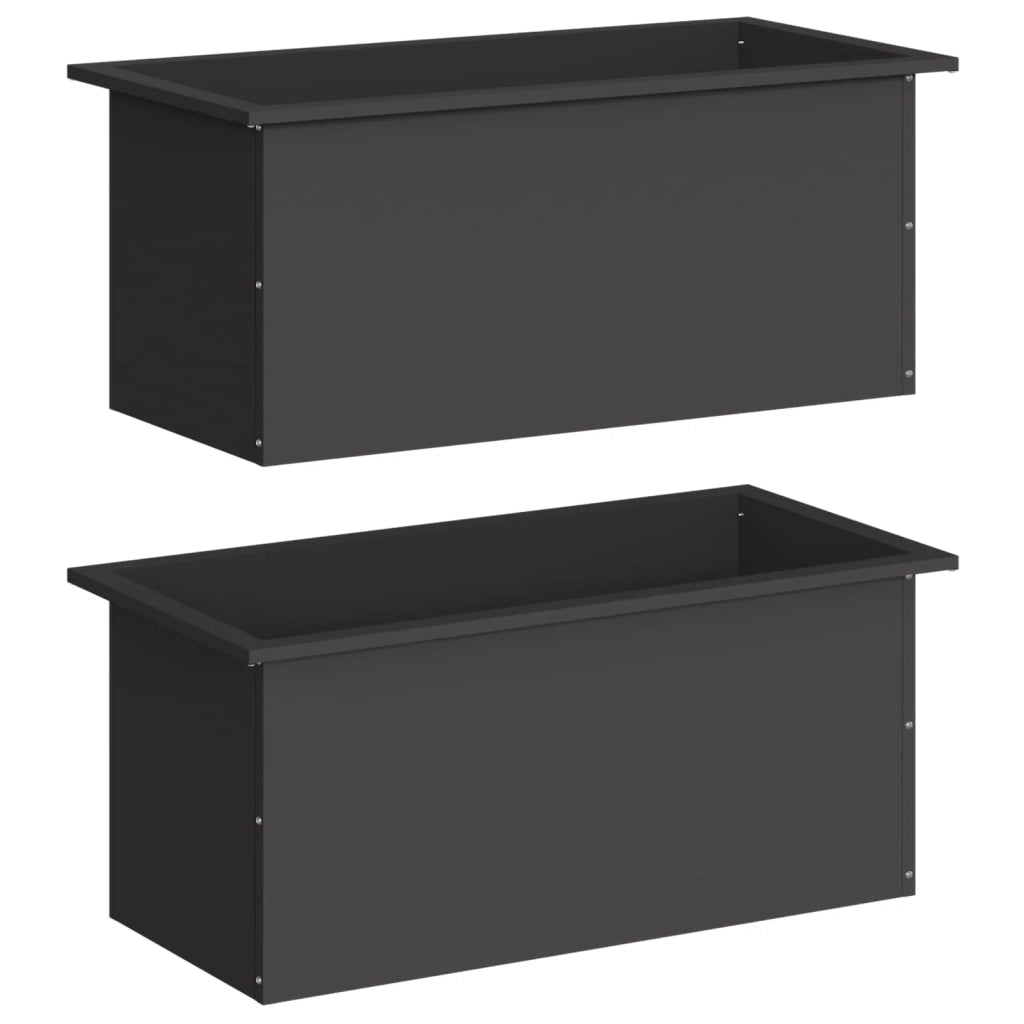 Fioriera da giardino con LED 2 pz Nero 40 x 80 x 40 cm Acciaio 8008155
