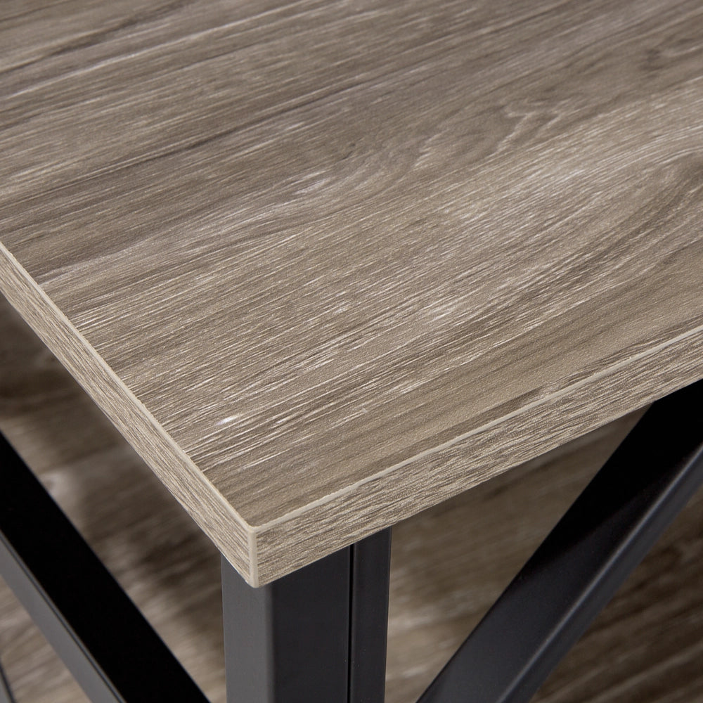 Tavolino da caffè Piano in legno color tortora Ripiano con struttura in metallo Nero 120 x 60 cm Piano in truciolare