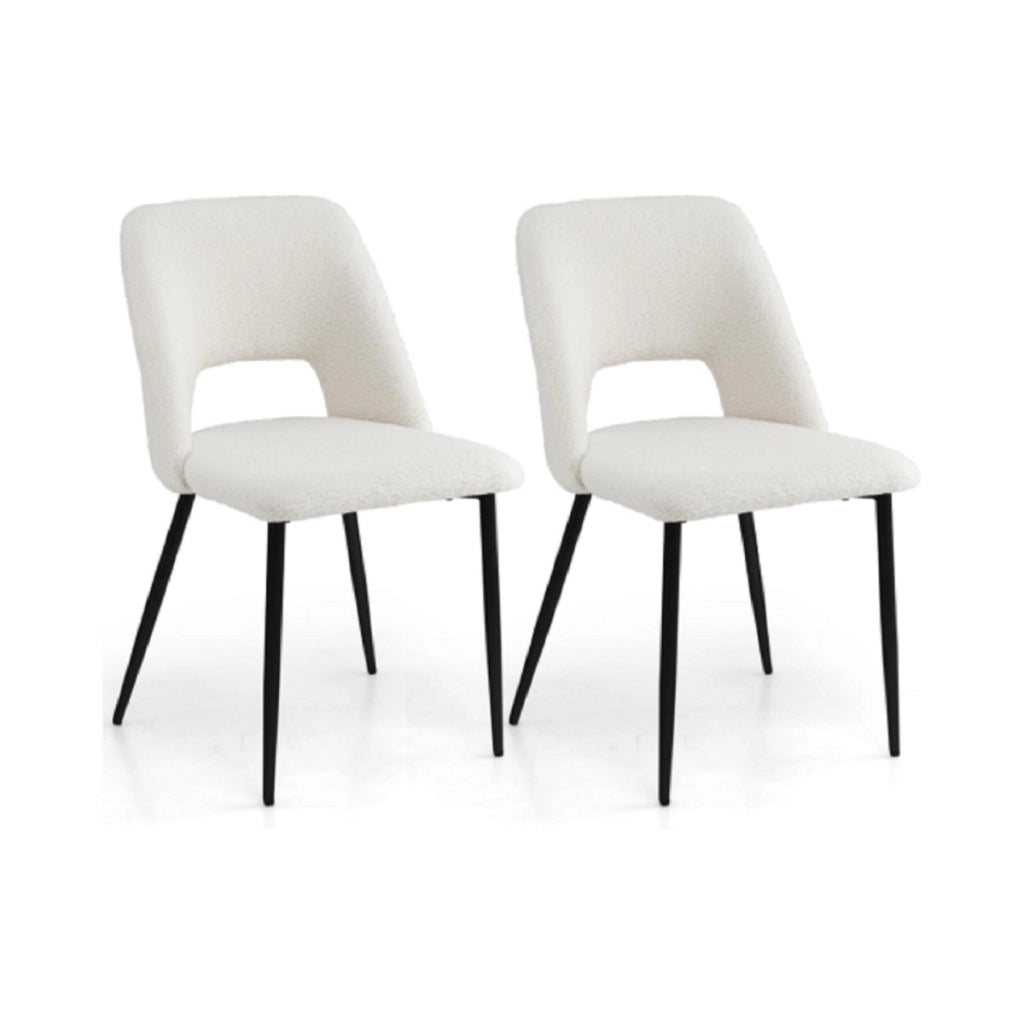 Set di 2 sedie da pranzo con schienale vuoto e gambe in metallo, 2 sgabelli alti da bar moderni Beige-Sedie da pranzo
