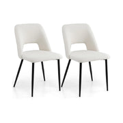 Set di 2 sedie da pranzo con schienale vuoto e gambe in metallo, 2 sgabelli alti da bar moderni Beige-Sedie da pranzo