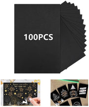 Cartone A6 in Nero - 100 Fogli - Doppio - 300g - Chiusura con Cernia - Perfetto per Inviti - Utilizzo Creativo