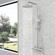AICA Colonna doccia con miscelatore termostatico, rubinetto doccia cilindro 28x4cm, soffione doccia rotondo 25x25cm in acciaio inox cromato