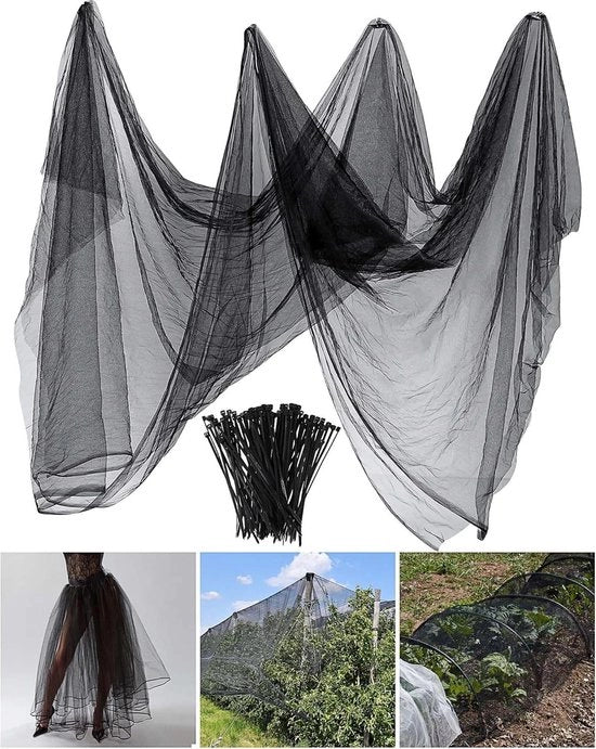 Rete per insetti per recinzione di giardino - barriera contro zanzare uccelli - schermo per piante - nero 3 x 4 m Tenda di rete