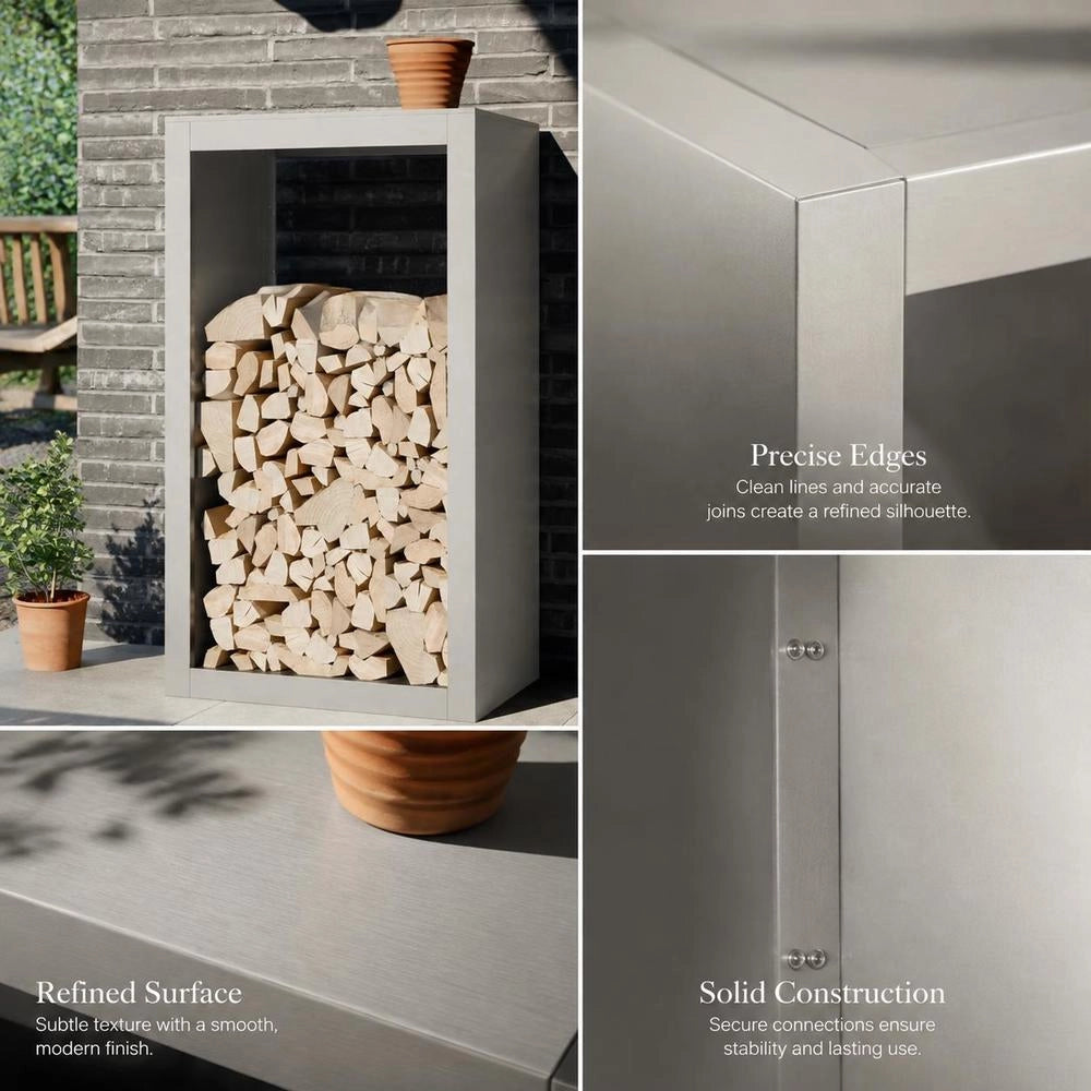 Porta legna 60x40x100 cm in acciaio inossidabile – robusto e resistente, ideale per esterni, giardino e camino, pratico e durevole