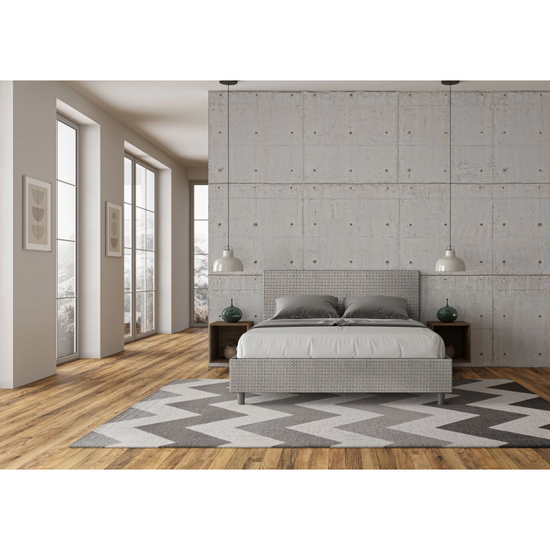 Letto imbottito Matrimoniale 160x200 cm tessuto Labirinto Adele - Con rete,Grigio