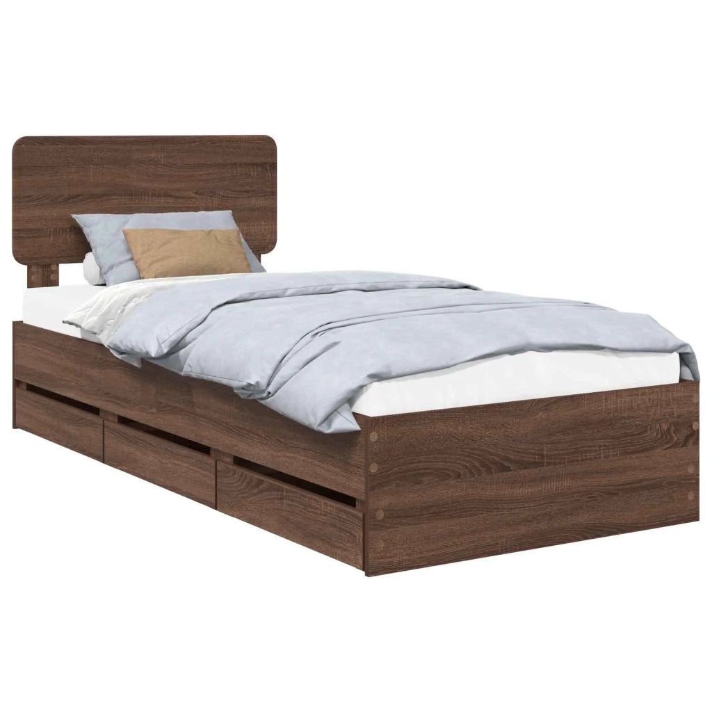 Struttura del letto con cassetto Quercia marrone 75 x 190 cm 3412240
