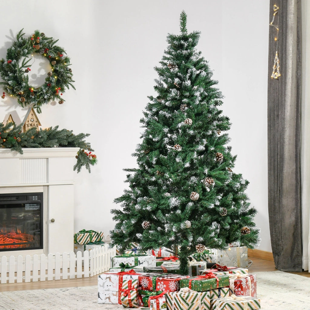 Albero di Natale Artificiale 180 cm ¨C Xylo ¨C Pino con 59 Pigne, Effetto Neve, 1111 Rami