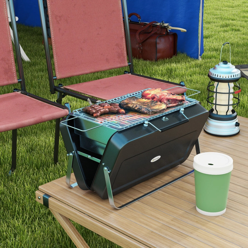 Barbecue portatile a carbone ¨C zephmum ¨C nero, pieghevole, per giardino