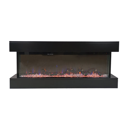 Camino Elettrico da Parete o Incasso Alaro Plus 127x18x52 cm Effetto Fiamma Telecomando in MDF Nero