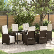 Set da Pranzo per Giardino con cuscino 7 pcs Marrone polyrattan 3380321